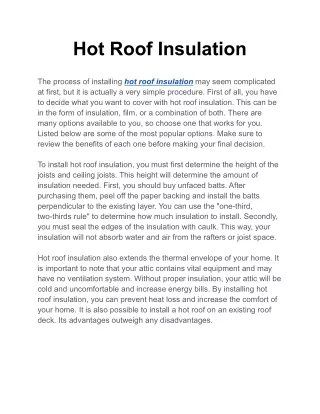 Hot Roof Insulation