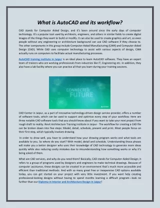 What is AutoCAD and its workflow