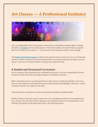 art classes a professional guidance