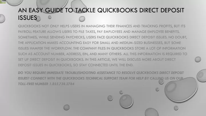an easy guide to tackle quickbooks direct deposit issues