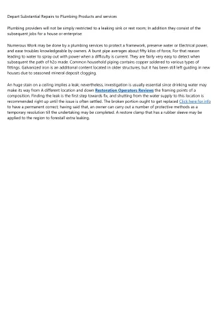 depart substantial repairs to plumbing products