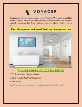Fleet Management and Vessel Tracking | Voyagerww.com