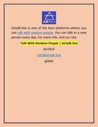 Talk With Random People | Airtalk.live