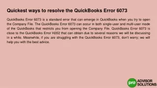 quickest ways to resolve the quickbooks error 6073