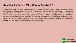 q uickbooks error h202 how to resolve it