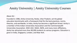 Amity University | Amity University Courses
