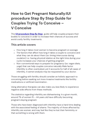 how to get pregnant naturally iui procedure step