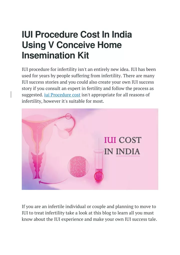 iui procedure cost in india using v conceive home