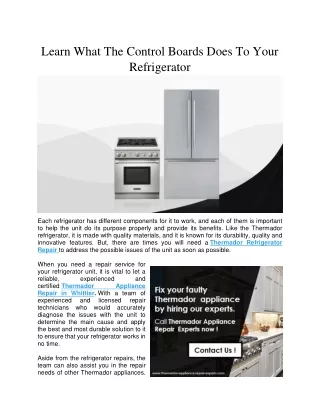 Learn What The Control Boards Does To Your Refrigerator