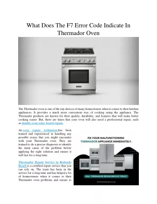 What Does The F7 Error Code Indicate In Thermador Oven