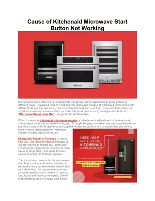 Cause of Kitchenaid Microwave Start Button Not Working