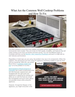 What Are the Common Wolf Cooktop Problems and How To Fix