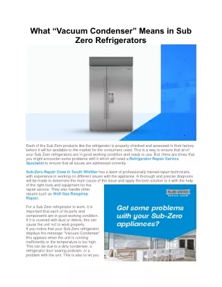 What “Vacuum Condenser” Means in Sub Zero Refrigerators