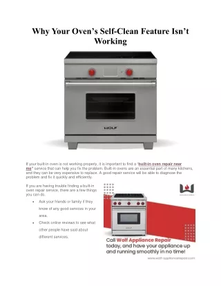 Why Your Oven’s Self-Clean Feature Isn’t Working