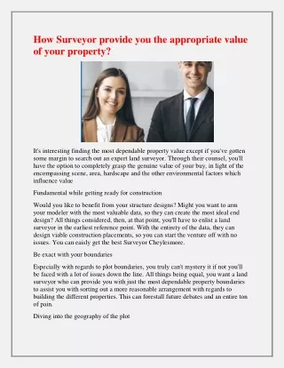 how surveyor provide you the appropriate value