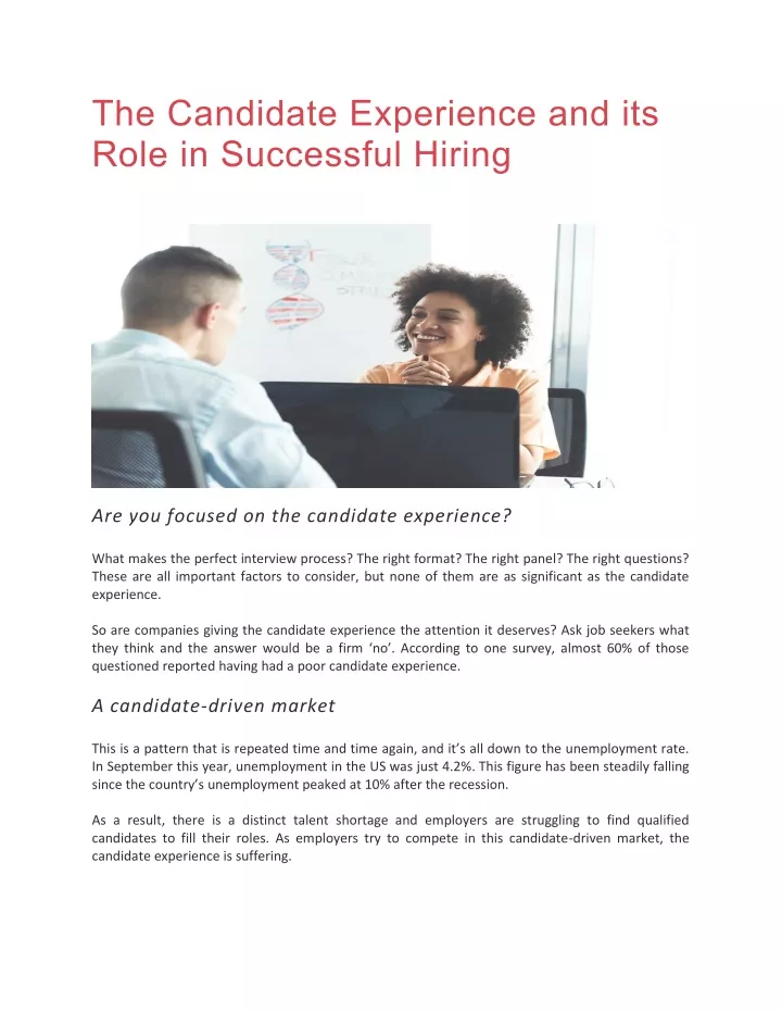 the candidate experience and its role