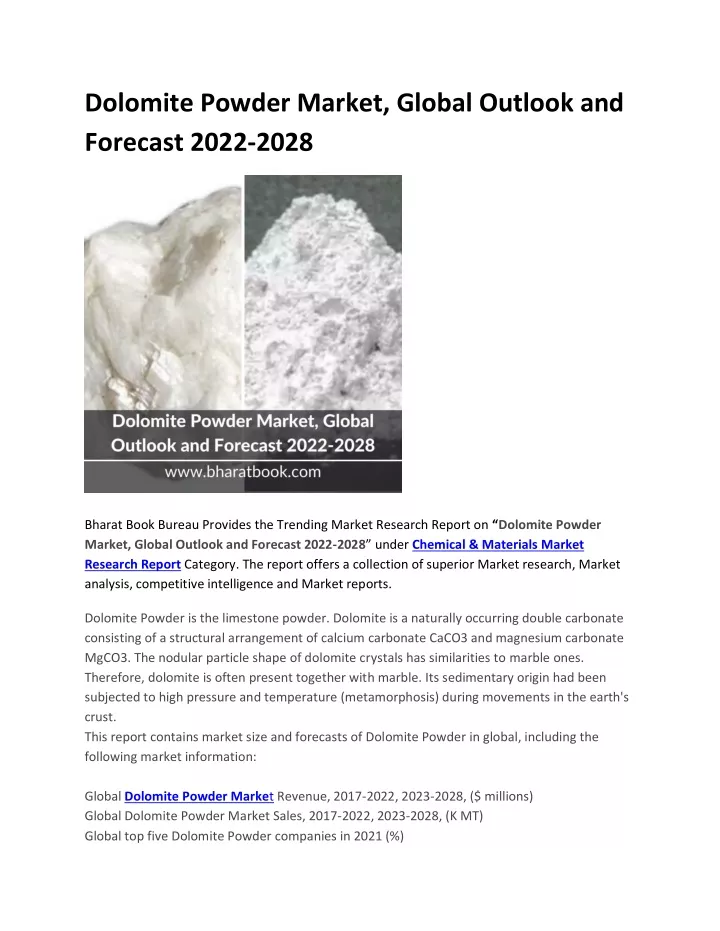 dolomite powder market global outlook