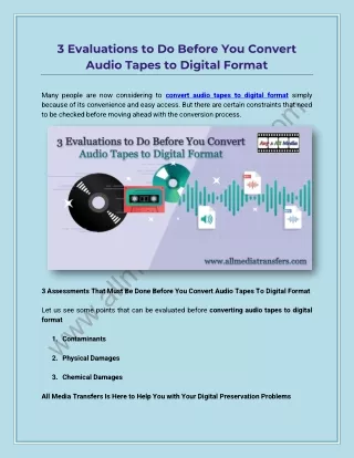 3 Evaluations to Do Before You Convert Audio Tapes to Digital Format