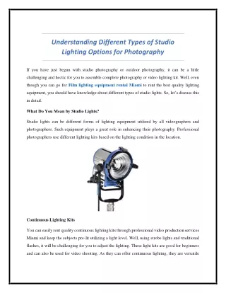 understanding different types of studio lighting