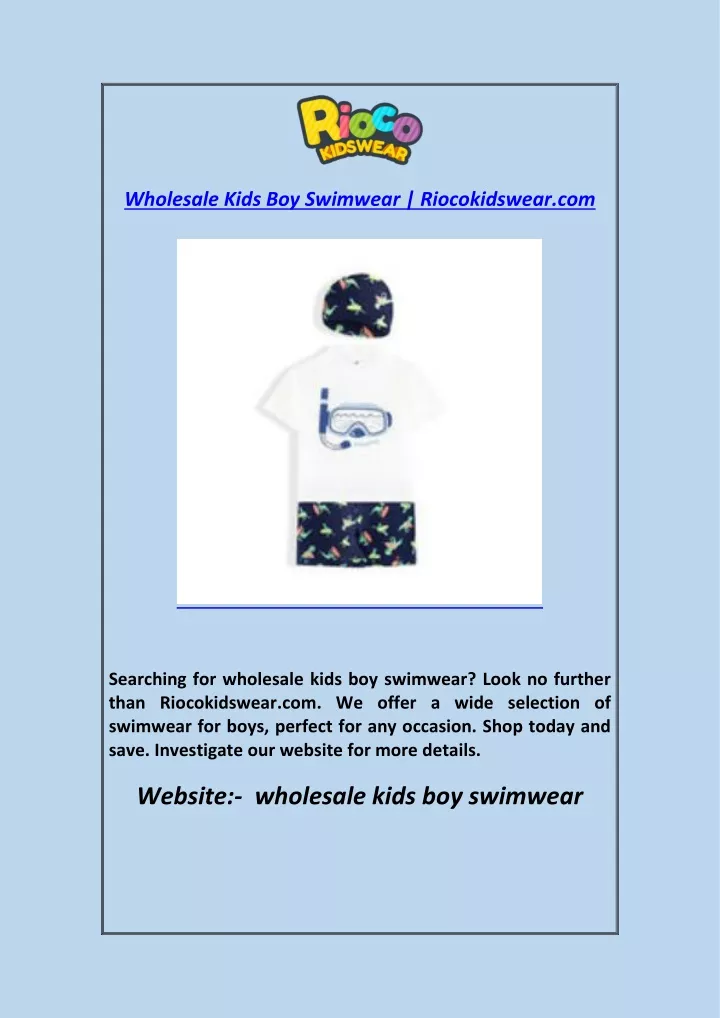 wholesale kids boy swimwear riocokidswear com