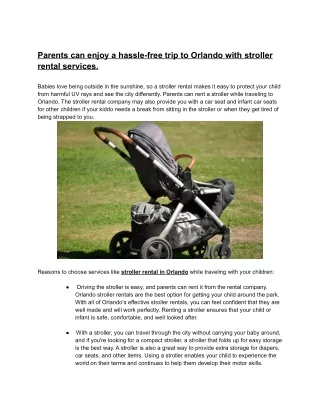 Parents can enjoy a hassle-free trip to Orlando with stroller rental services