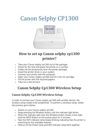 [Fix] Canon Selphy CP1300 Printer setup | Driver Download - Canon support