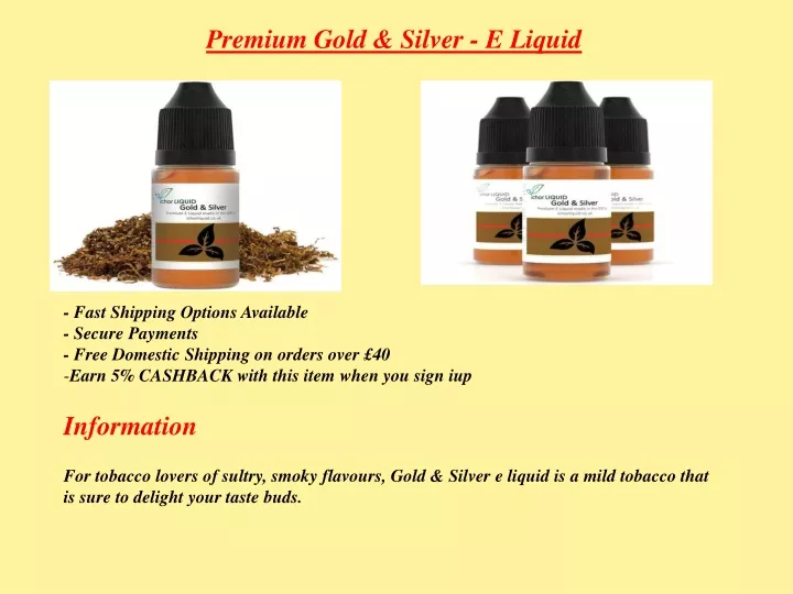 premium gold silver e liquid