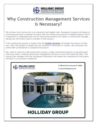 Why Construction Management Services Is Necessary?
