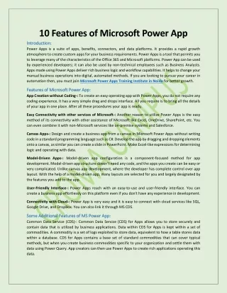 10 features of microsoft power app introduction