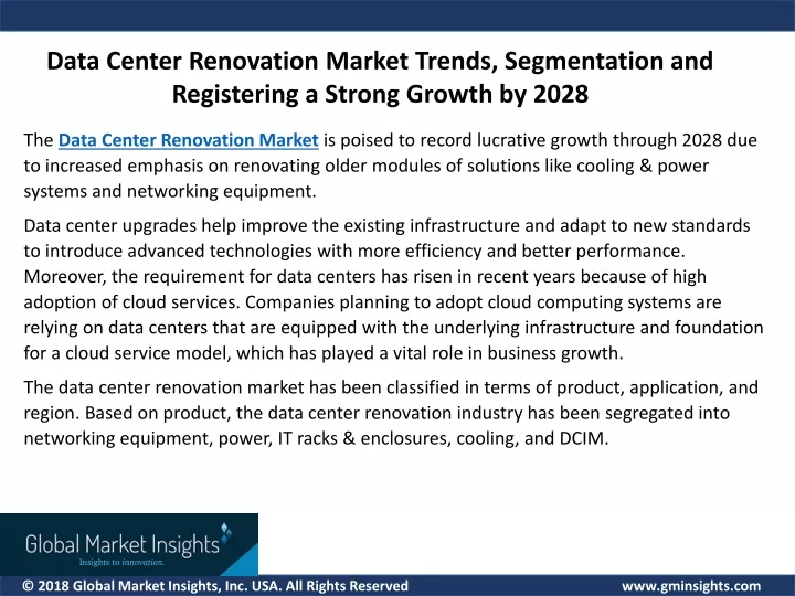 data center renovation market trends segmentation