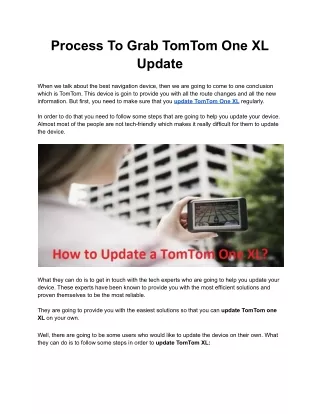 process to grab tomtom one xl update