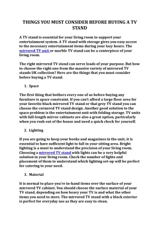 things you must consider before buying a tv stand