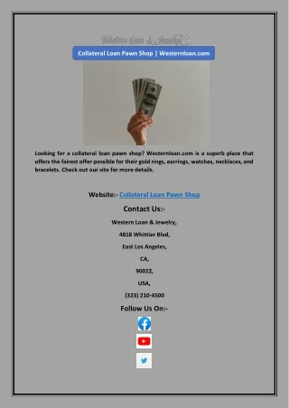 Collateral Loan Pawn Shop | Westernloan.com