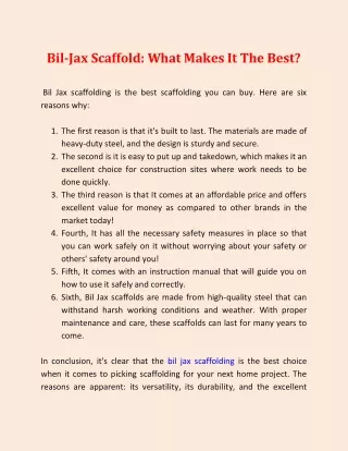 Bil-Jax Scaffold_ What Makes It The Best_