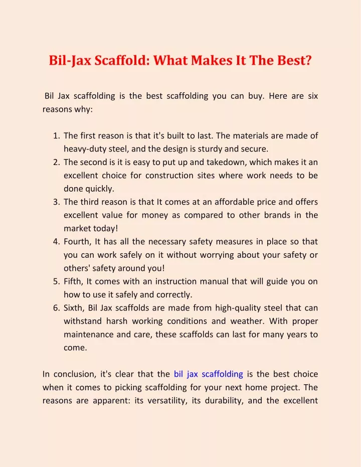 bil jax scaffold what makes it the best