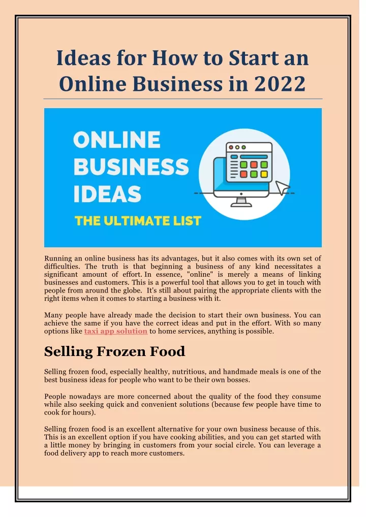 ideas for how to start an online business in 2022