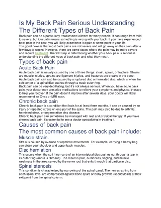 Is My Back Pain Serious Understanding The Different Types of Back Pain
