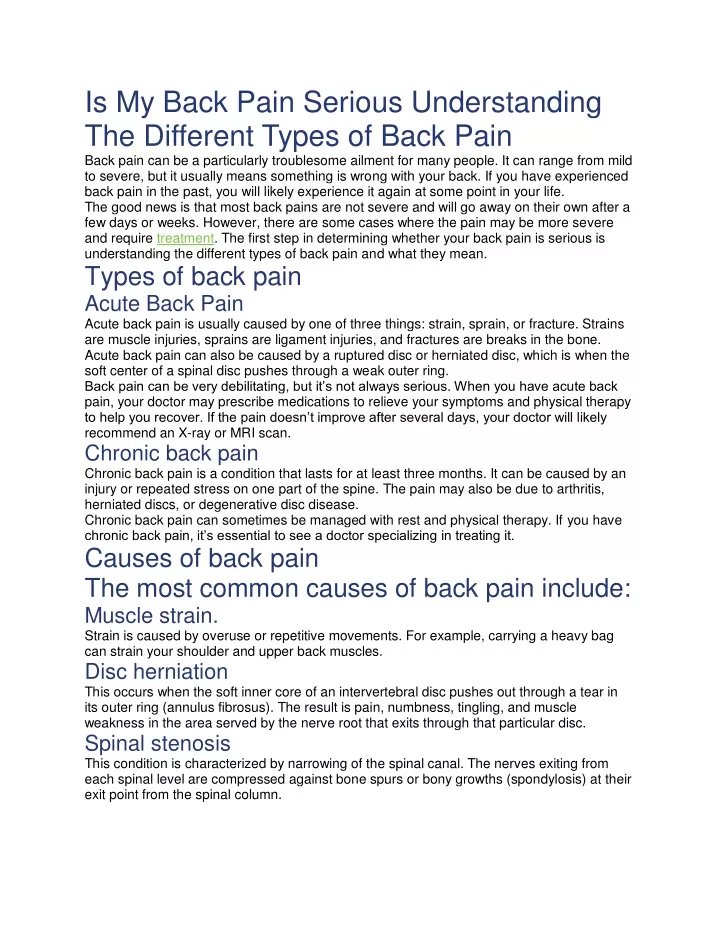 is my back pain serious understanding