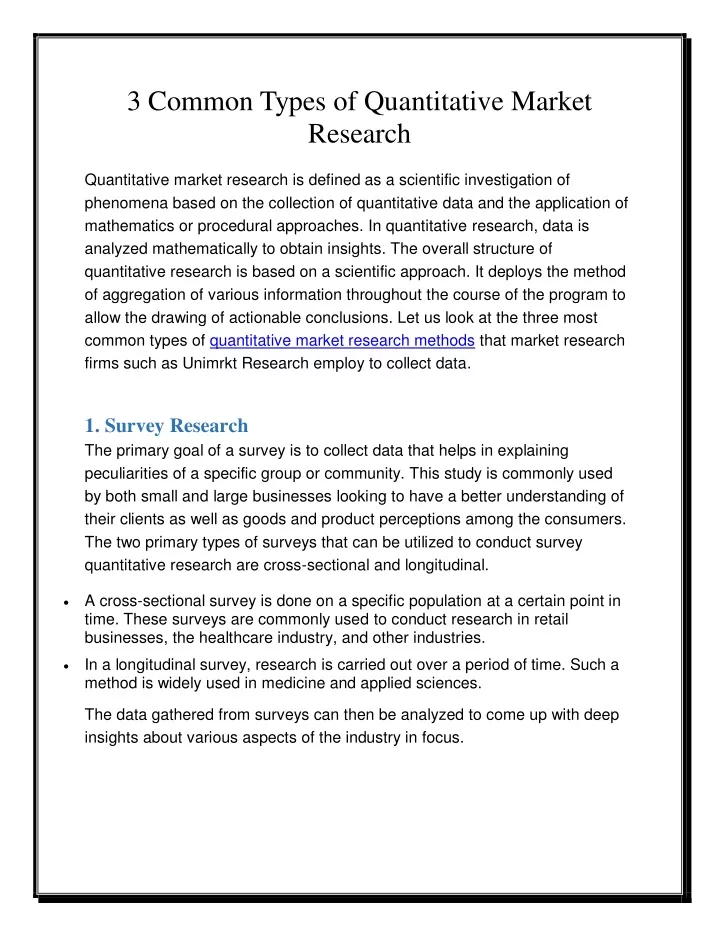 3 common types of quantitative market research