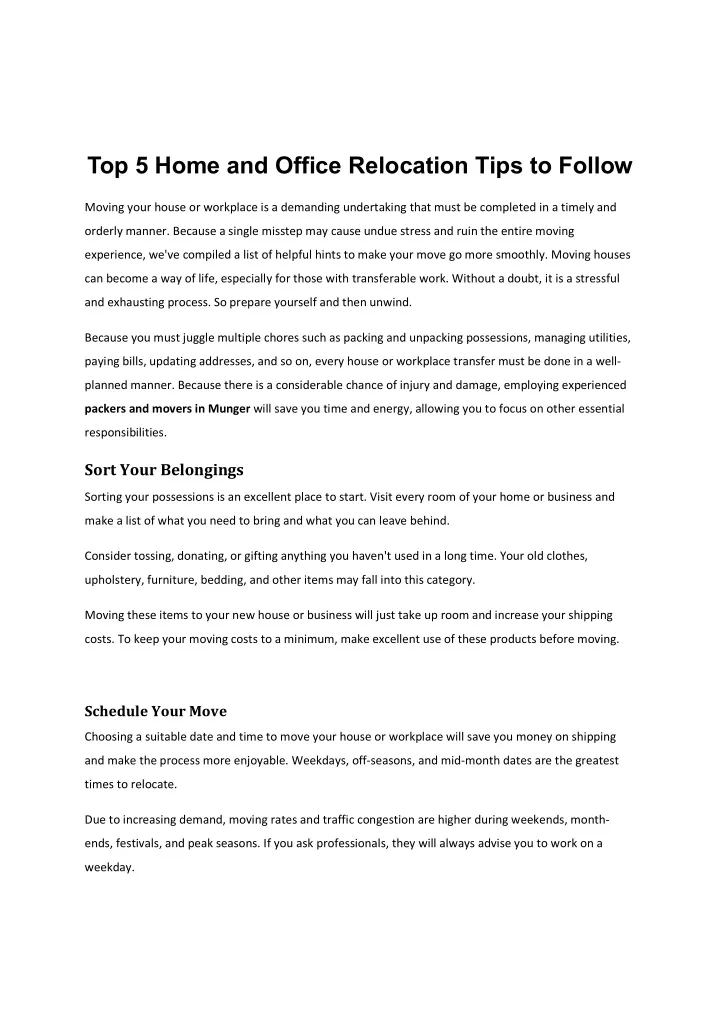 PPT Top 5 home and office relocation tips PowerPoint Presentation