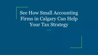 See How Small Accounting Firms in Calgary Can Help Your Tax Strategy