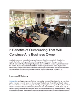 5 Benefits of Outsourcing That Will Convince Any Business Owner