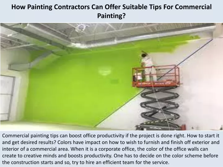 how painting contractors can offer suitable tips for commercial painting