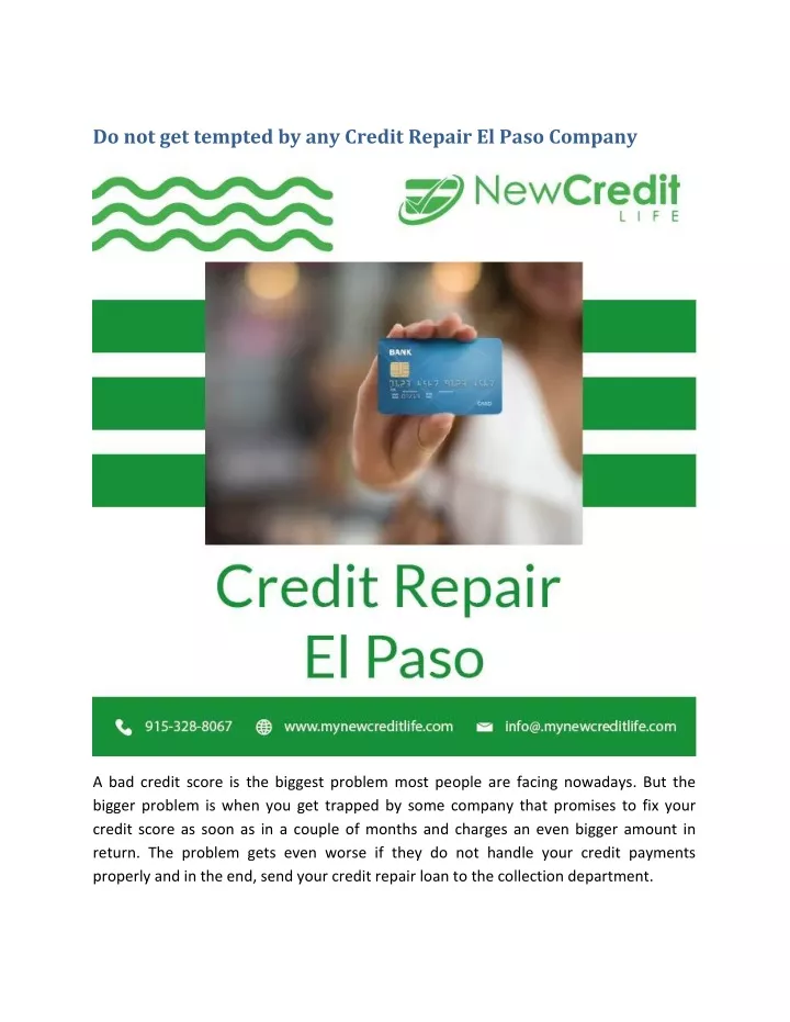 do not get tempted by any credit repair el paso