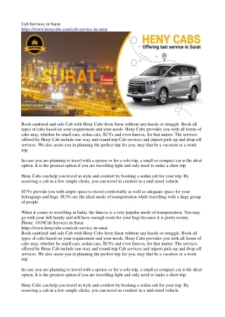 cab services in surat https www henycabs