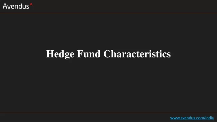 hedge fund characteristics