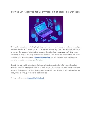 how to get approved for ecommerce financing tips