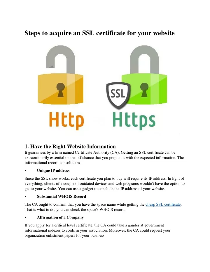 steps to acquire an ssl certificate for your