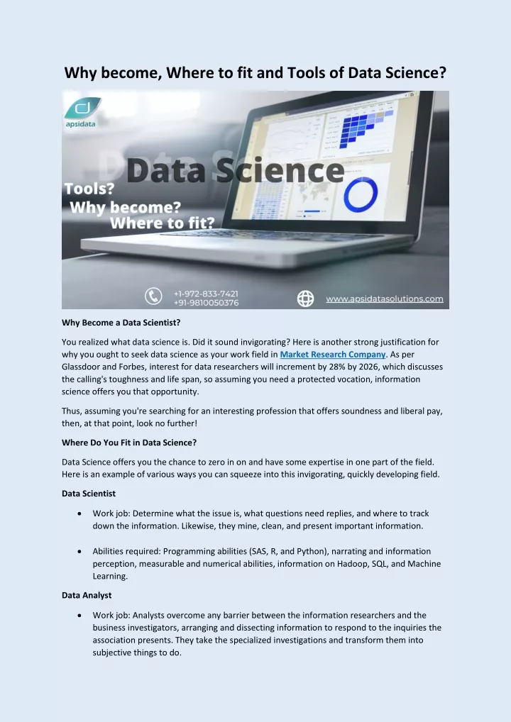 PPT - Why become, Where to fit and Tools of Data Science? PowerPoint ...