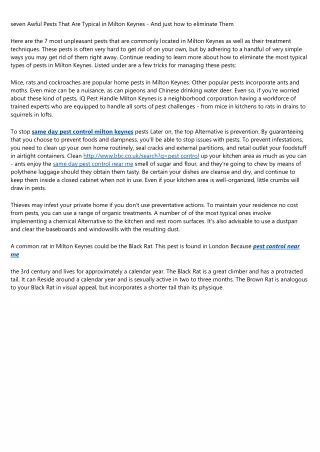 The Urban Dictionary of same day pest control milton keynes